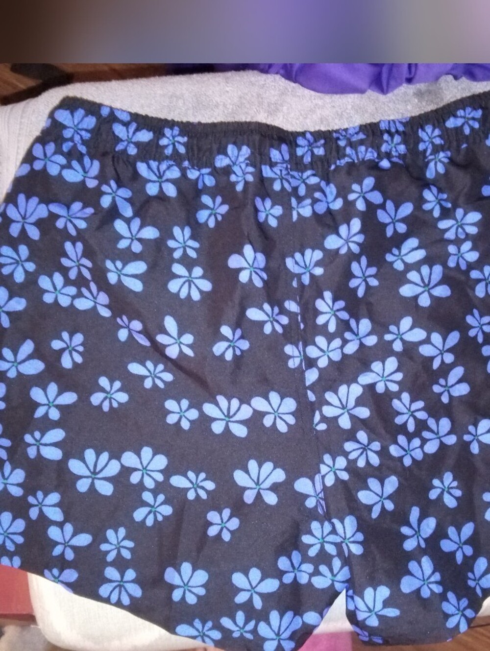 ASOS Black Swim Shorts with Blue Floral Print